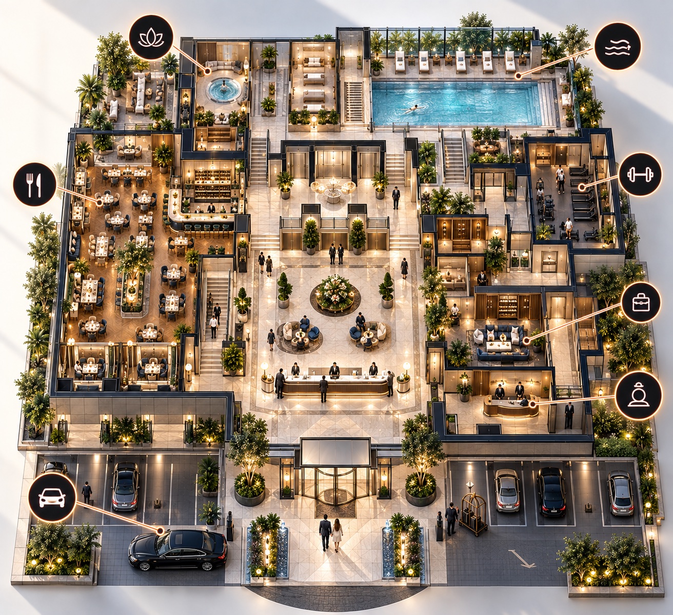 plan de l’hôtel vu de dessus