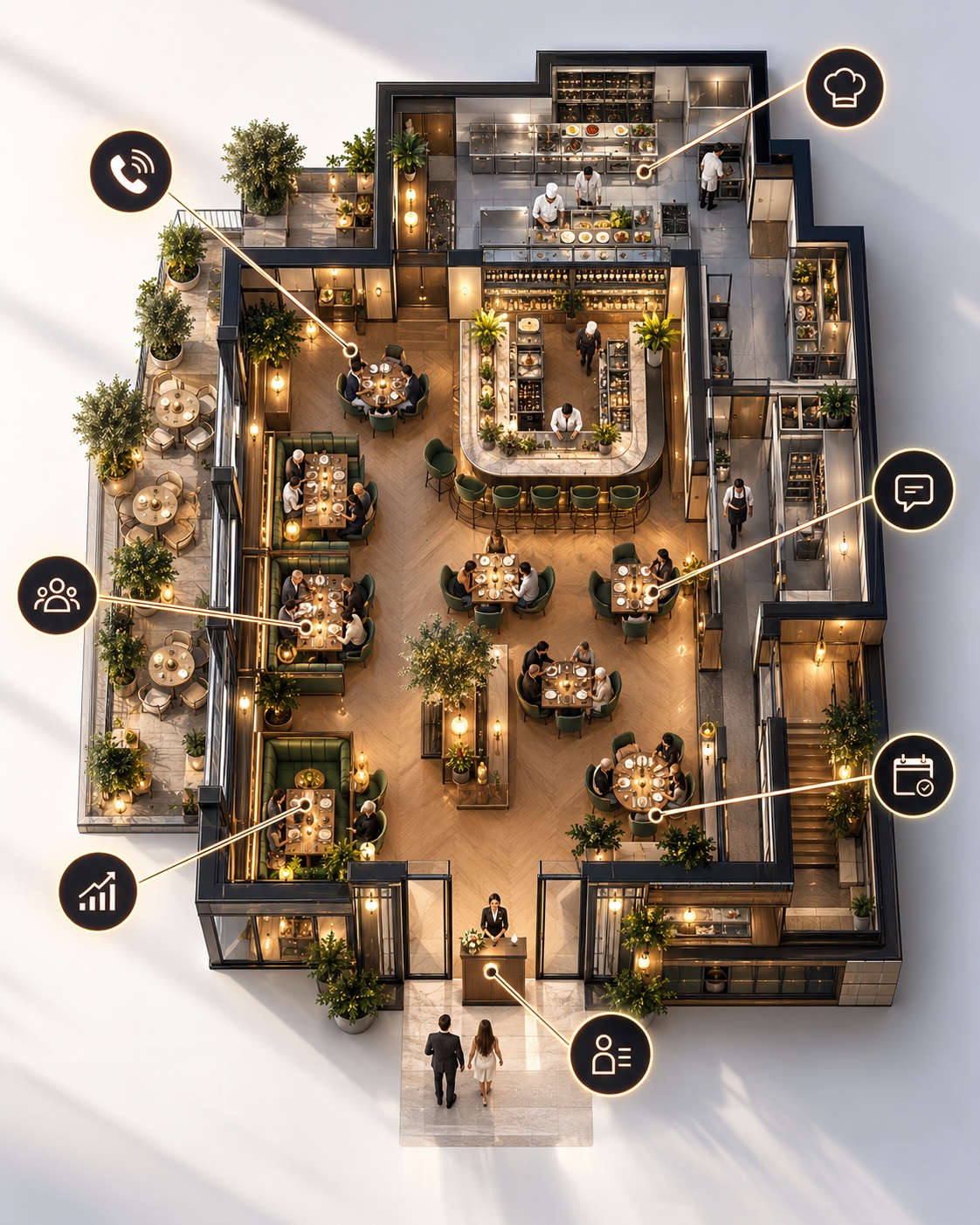 plan du restaurant vu de dessus